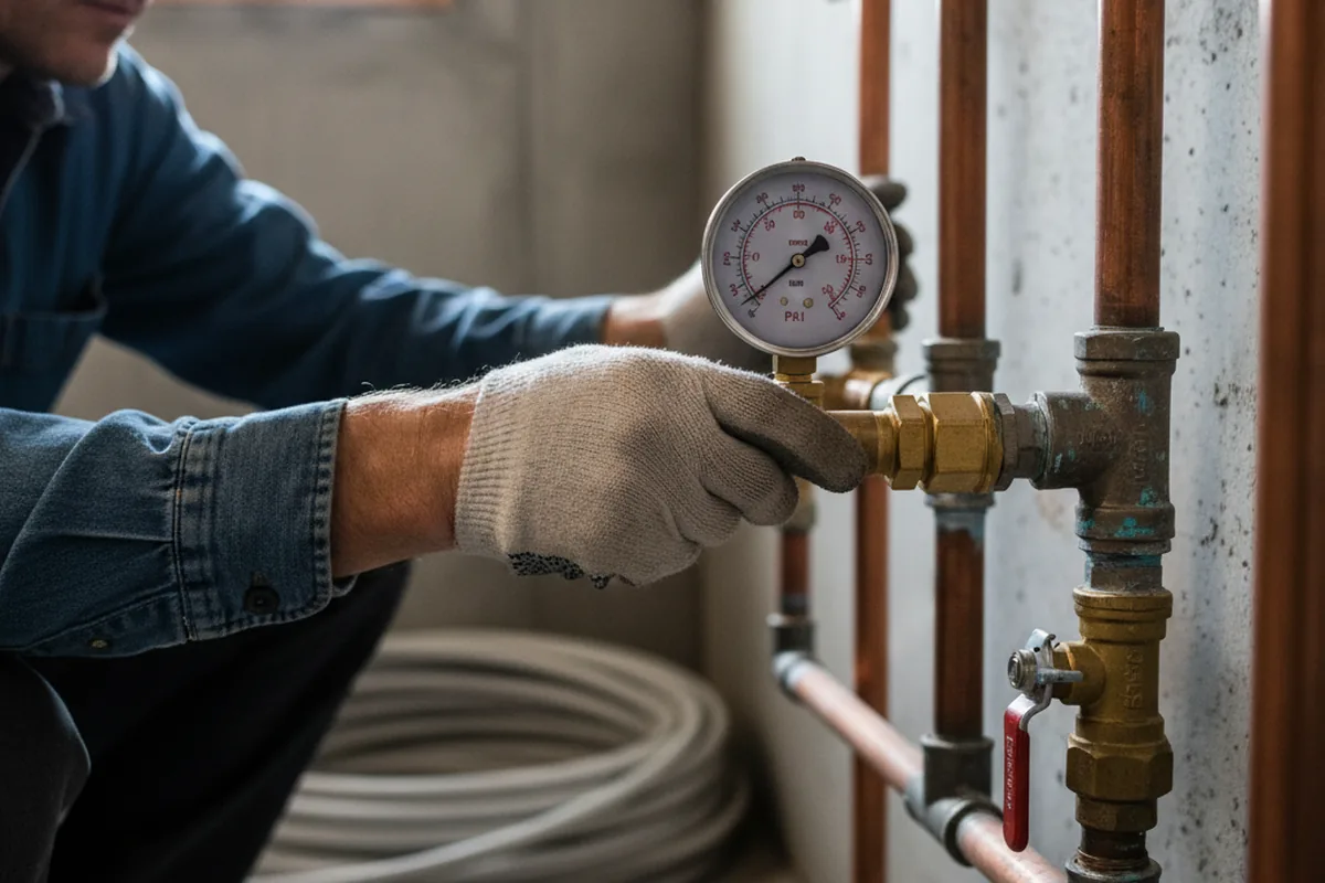 Pressure testing a repaired line during Water Line Repair in Comer